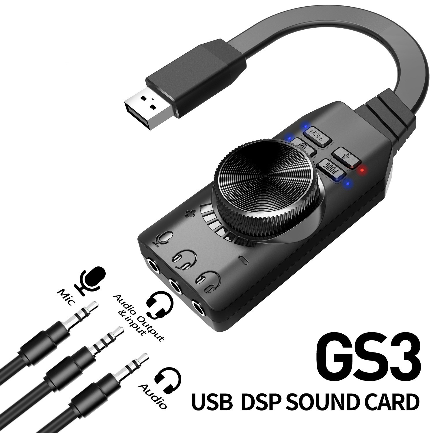 GS3 7.1 Channel Sound Card Con – Usb Sound Card External recenzja i cena